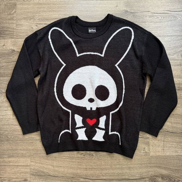Skelanimals Jack The Rabbit Diego Bat Black Pullover Sweater Medium Women - Picture 1 of 15